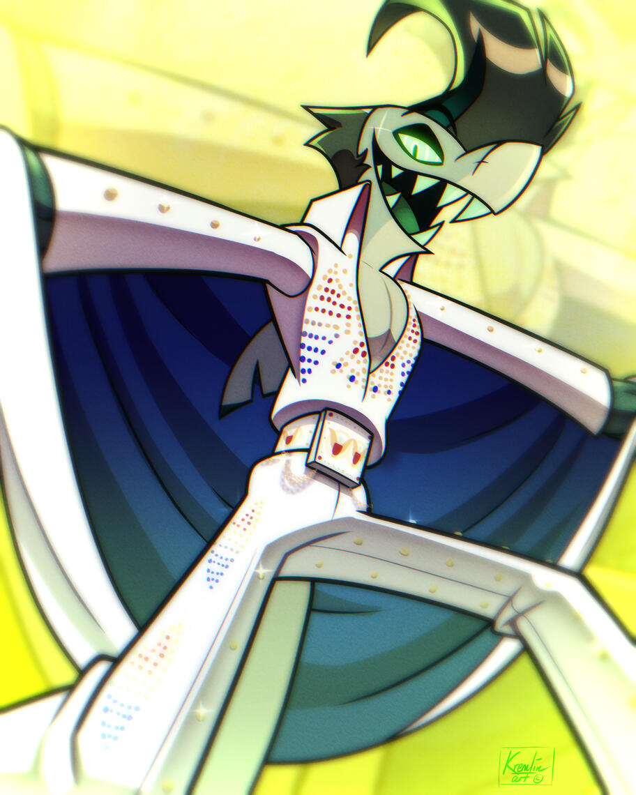 Helluva Boss CHAZ piece - cel-shading, 8.25 x 10.25 in