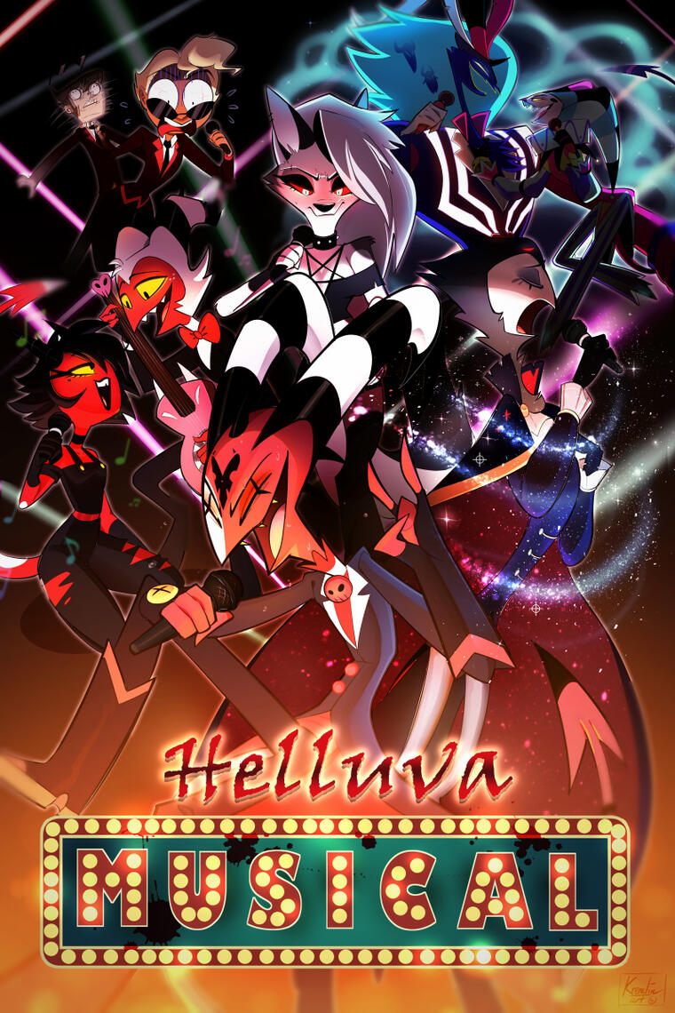 HELLUVA MUSICAL poster, cel-shading, 8.25 x 12.25 in