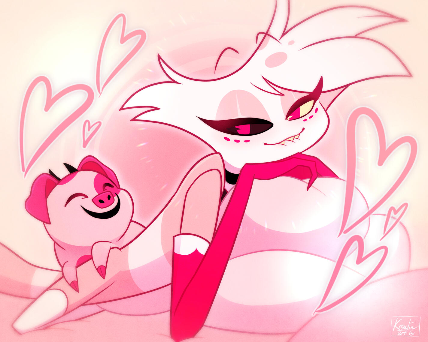 Hazbin Hotel ANGELDUST print, cel-shading and soft-shading, 8.25 x 10.25 in