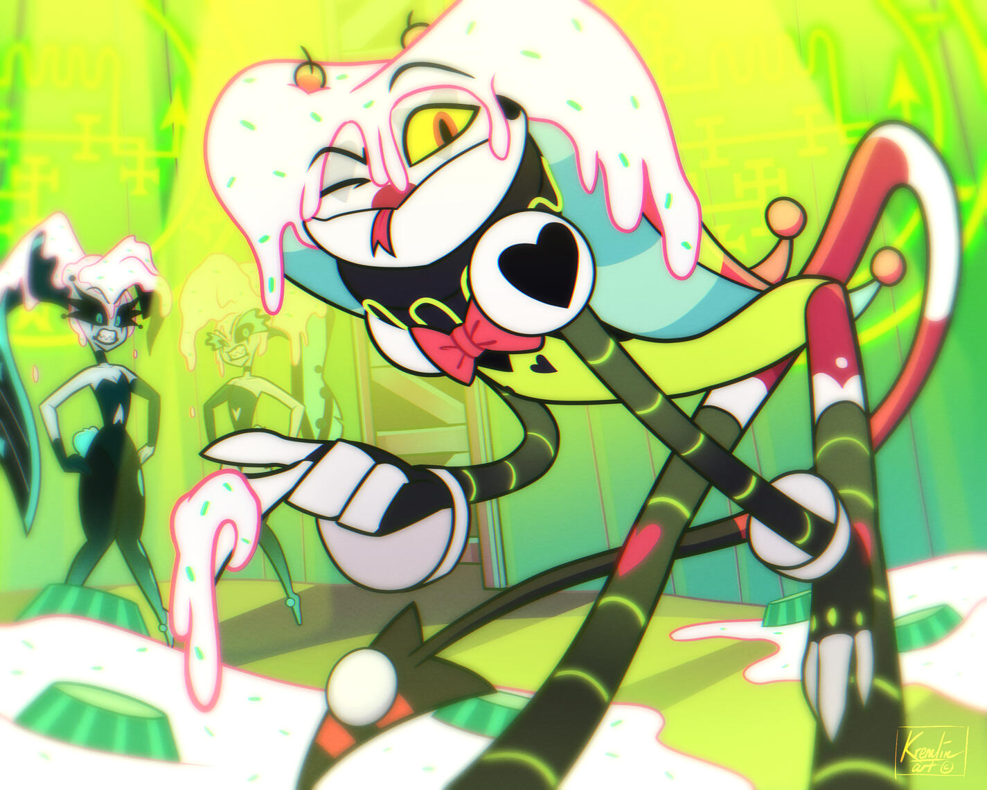 Helluva Boss - MAMMON’S MAGNIFICENT MUSICAL MID-SEASON SPECIAL (ft Fizzarolli), cel-shading, 8.25 x 10.25 in